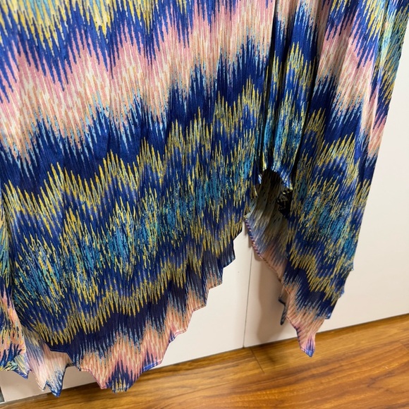 Ramy Brook Giana Handkerchief Hem Midi Dress in Spring Navy Chevron Print XS NWT - Picture 5 of 13